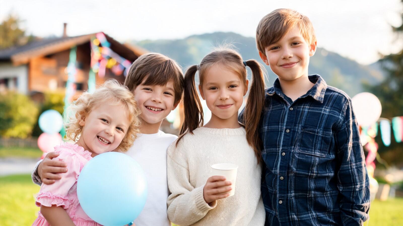 Des enfants de différents âges réunis pour une fête