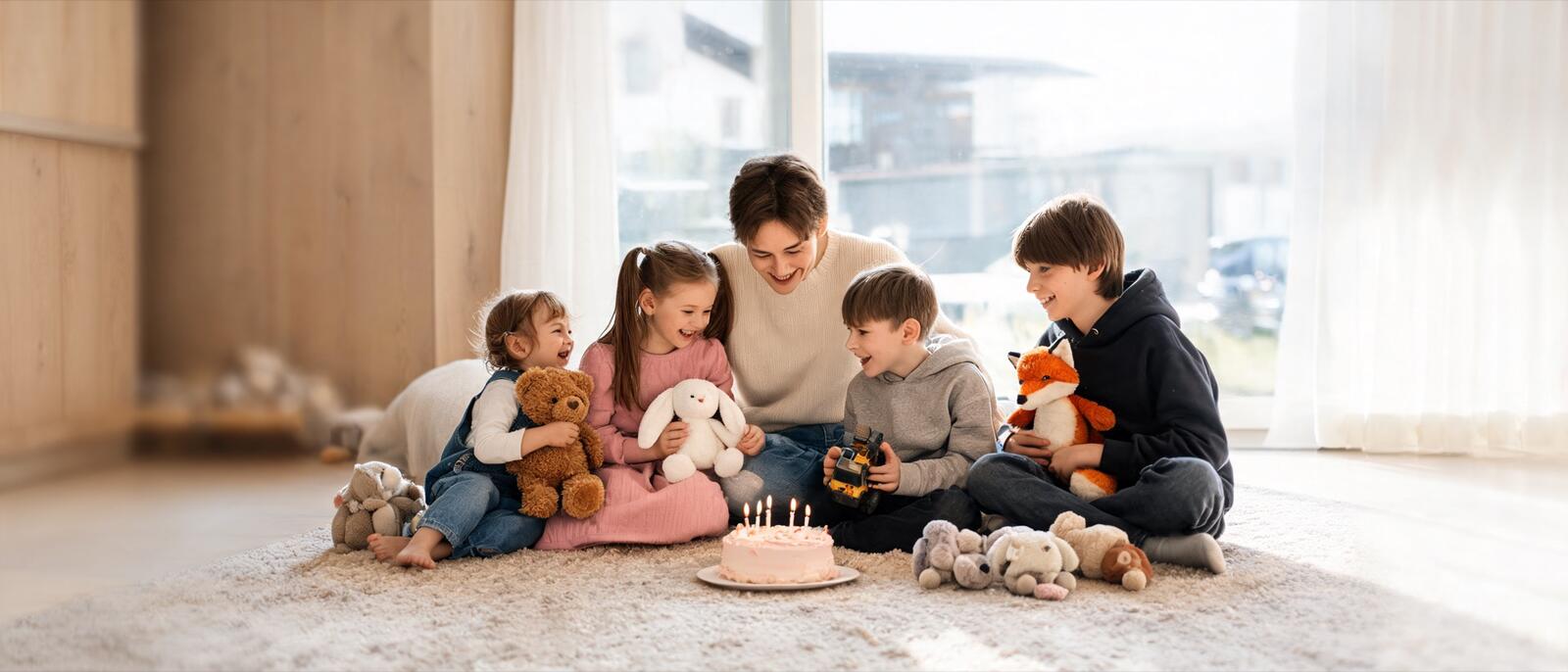 Des enfants de 4 ans et un parent sur un tapis