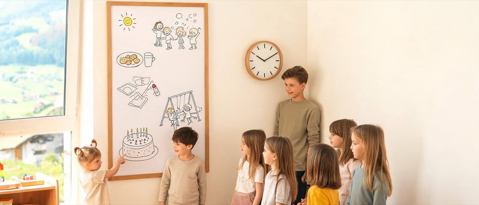 Tableau du déroulé de la fête dessiné à la main