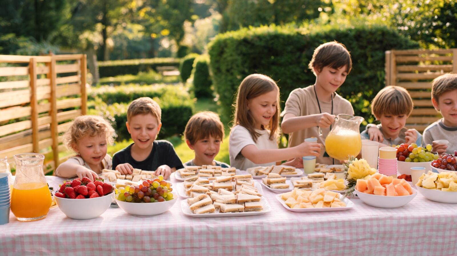 Buffet de traiteur pour une fête d’enfants